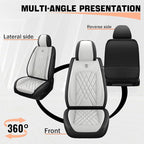 Car Seat Covers Compatible with Toyota Camry 2012-2026 Durable Waterproof Automotive Seat Covers Stretchable Fabric Material, Airbag Compatibility, Premium Nappa Leather(Black White, 2 Pcs Front)