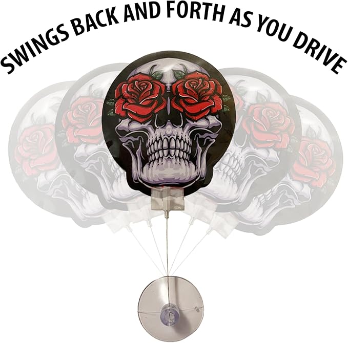 2PCS Car Air Fresheners | The Air Freshener That Swings Back And Forth | Skull & Roses Scents Include, New Car, Forest Fresh, Black Ice, Lavender (Skull And Roses)