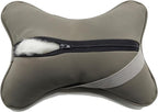 Car Neck Pillows Both Side Pu Leather 2pieces Pack Headrest Fit for Most Cars Filled Fiber Universal Car Pillow (Grey)