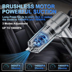 Handheld Foldable Car Vacuum, 4-in-1 18000PA Mini Vacuum Cleaner Portable Cordless, Air Blower, High Power Air Duster with Brushless Motor, for Car, Home, Office, Camping (Black)