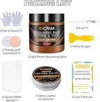 Light Brown Leather Recoloring Balm with 100ml Mink Oil,Leather Couch Scratch Remover,Leather Repair kit for Vinyl Furniture and Car Interior,Leather Dye Paint,Mink Oil for Leather