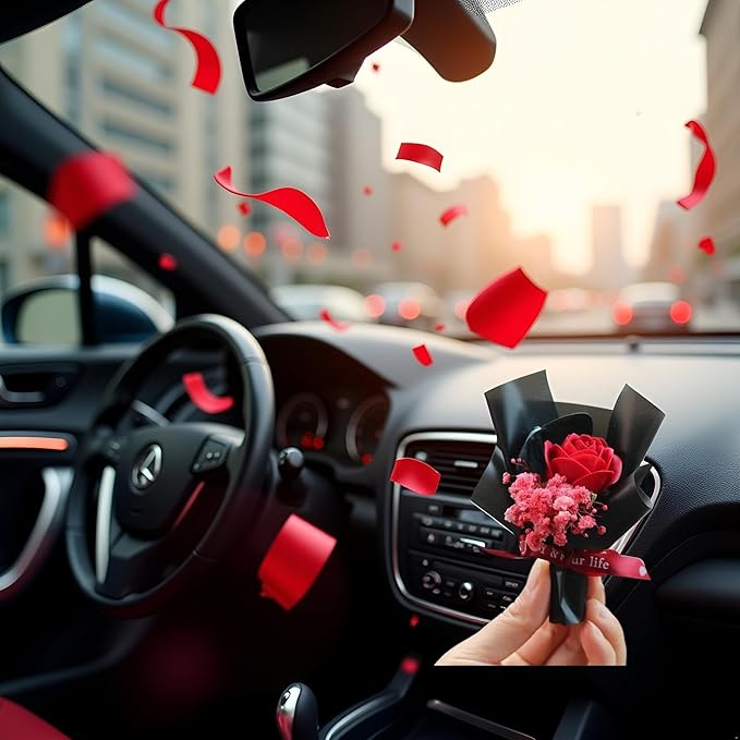 Red Mini Dried Flowers Bouquet for Car Air Vent Clips, Car Air Outlet Perfume Decoration, Air Fresheners Interior Decoration Automotive Air Fresheners Interior Accessories