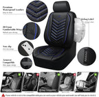 CAR PASS 3D Foam Faux Leather Car Seat Covers Full Set, Waterproof Leather Seat Cover for Cars, Luxury Universal Fit for SUV Truck Sedan Automotive, Armrest Airbag Compatible Anti-Slip, Black and Blue