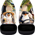Penguin Front Car Seat Cover 2 Pcs Cute Automobile Front Seat Covers Anti-Slip Back Fabric Protection Interior Accessories Universal Fit for Most Cars SUVs and Sedans