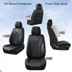 Coverado Front Seat Covers, 2 PCS Leather Seat Cover, Black Seat Cover for Cars, Waterproof Car Seat Cover, Car Seat Protector, Driver Seat Covers Seat Cushion Universal Fit for Most Vehicles (Black)