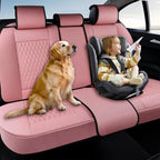 Coverado Rear Seat Covers, Leather Seat Cover for Car, Universal Waterproof Automotive Seat Cushion Protector for Most Cars Trucks SUV (Pink)