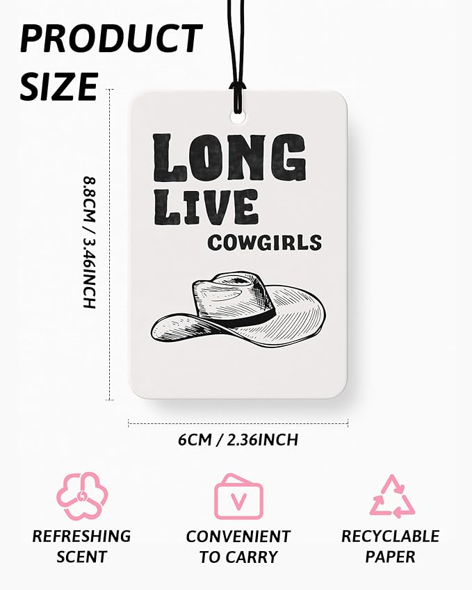 Boho Neutral Western Car Air Freshener 4 Pcs Coconut Scented, Country Southwest Cowgirl Car Accessories Mirror Decor for Women, Western Hanging Air Freshener for Cars Closet Drawer Books