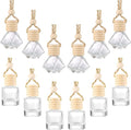 Patelai 12 Pcs 8ml Hanging Car Air Freshener Perfume Bottle Empty Clear Glass Essential Diffuser Oil Aromatherapy Fragrance Perfume Pendant Glass Bottle Decor(Classic Style)