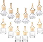 Patelai 12 Pcs 8ml Hanging Car Air Freshener Perfume Bottle Empty Clear Glass Essential Diffuser Oil Aromatherapy Fragrance Perfume Pendant Glass Bottle Decor(Classic Style)