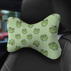 Car Pillow for Neck Pain Relief Support, Compatible with Cute Frog Memory Foam Car Neck Pillow for Car Seat with Adjustable Strap, 2 Pcs Car Headrest Pillow for Ergonomic Design