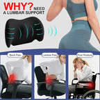 BYMECOST Lumbar Support Pillow for Car, Memory Foam Car Seat Back Support Pillow for Driving, Back Cushion with Strap for Pain Relief, Ergonomic Back Cushion for Office Chair, Wheelchair (A-Black)