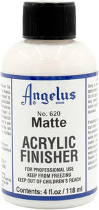 Angelus Matte Acrylic Finisher 4 fl oz – Flexible Clear Coat for Leather Shoes, Bags, Jackets & Accessories, Matte Acrylic Sealer Varnish for Leather Craft & Restoration. No. 620
