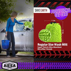 AIDEA Car Wash Mitt Microfiber, 2PK Scratch Free Lint-Free, Premium Chenille Microfiber Mitt Car Wash Brush, Green & Blue, Regular Size 7.12''X10.14''