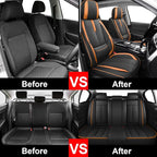 Fit for 98% of Mercedes Benz Car Seat Covers, Premium Nappa Leather Seat Cover, Fully Wrapped Protect Modern Style Seat Cover (5-Seat Standard, Black & Orange)