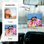 Personalized Photo Car Hanging Decor Accessories, Double-Sided Custom Picture Car Air Freshener Ornament, Car Charms for Rear View Mirror (Square)