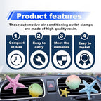 5PCS Starfish shell Blossom Car Vent Clips Cute Scented Air Freshener Decor Car Accessories for Women Aesthetic Car Interior Decorations