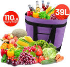 mosago Insulated Grocery Tote Bags, Large Reusable Cooler Bags with Zipper, Leakproof Thermal Shopping Bags for Food Delivery, Beach, Travel, Uber Eats & Picnic, Collapsible Personalized, Purple