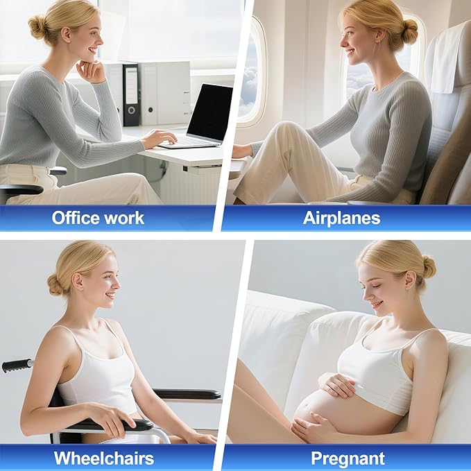 Lumbar Support Pillow, Ergonomic Back Cushion for Office Chair with Adjustable Straps & Detachable Breathable Cover,Memory Foam Car Lumbar Pillow, Back Support Pillow for Car, Office,Bed Rest(Black)
