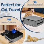 Petskd Portable Cat Travel Litter Box with Lid and 10 pcs Disposable Liner Bags, Leak-Proof and Collapsible, Cat Travel Essentials for Car, Hotel, Airplane and Other Outdoor Use(Grey)