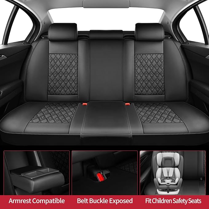 Fit Santa Cruz Car Seat Covers for Hyundai Santa Cruz 2022-2025 2026-Upgraded Premium Waterproof & Breathable Leather, Airbag Compatible, All-Weather Seat Cushion Protector (Full Set, Black)