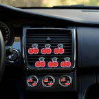 6 Pcs Red Cherry Air Vent Clips, Cute Cherry Car Air Fresheners Vents Clips Diamond Vent Clip Car Interior Decor Charm Bling Cars Accessories Cars Decoration for Women, Automotive Air Fresheners