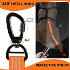 Pawaboo 2Pack Dog Seatbelt for Car, 3-in-1 Dog Car Seat Belt, Shockproof Dogs Tether with Buckle & Hook Latch, Adjustable Reflective Dogs Cars Harness Leash with 360° Lockable Buckle, Orange/Black