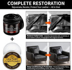 Leather Recoloring Balm with 100ml Mink Oil, Black Leather Repair Kit and Scratch Remover for Furniture, Car Seats, Sofas, Dye & Restorer for Couches, Vinyl, PU, Faux