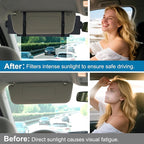 Sun Visor Extender for Car, Visor Extender Sun Blocker, Sun Visor Extension with Anti-Glare Lens Blocks UV & Sunlight, Adjustable Car Sun Visor for Safe Driving (2 Pack)