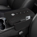 NBTEPEM Bling Crown Car Center Console Armrest Cover, Leather Middle Console Cover Cushion with 2 Storage Bags, Car Armrest Storage Box Interior Accessories for Most Vehicles(Black)