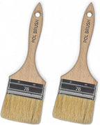 Set of 2 3 Inch Flat Paint Brushes - High European Quality - Natural Bristles - for Home, Wood, Walls, Art, Trim & Furniture - for Acrylic, Oil, Stain, Chalk & Latex Paints