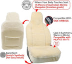Aegis Cover Premium Australian Merino Sheepskin Car Seat Cover, Highback Easy-Install Universal Fit for SUV Truck Sedan Most Vehicles (FS-Cream)