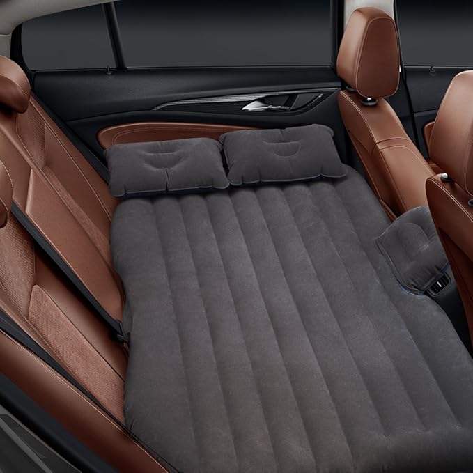 Car Bed - Camping Mattress for Car - Portable Travel Sleeping Bed Inflatable Mattress - Air Bed for Car Universal SUV Extended Air Couch with Two Air Pillows - Black