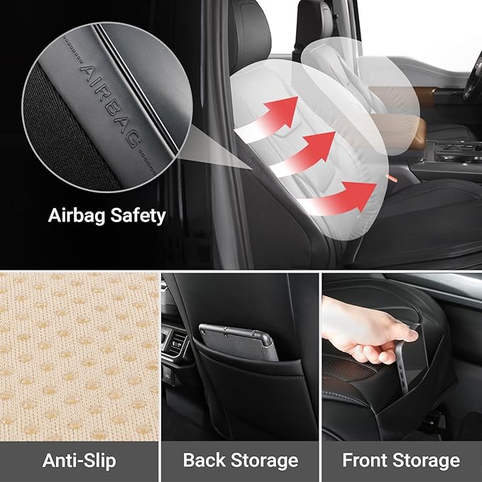 Coverland Custom Fit Car Seat Covers for Car Compatible with [1996-2002 BMW Z3] Premium Leather Non-Slip Memory Foam Waterproof Seat Cover Interior Protector [Front Black- Size Chart A28]