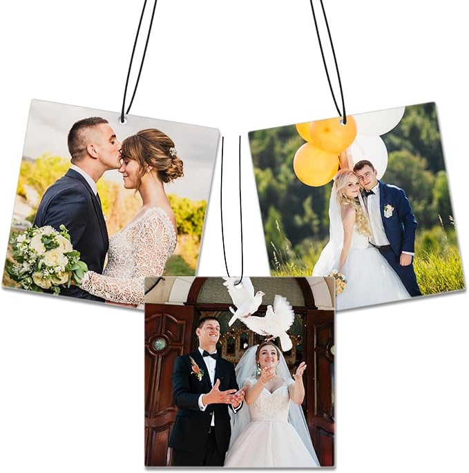 Custom Air Fresheners with Picture - Personalized Air Freshener for Car, Double Sided Customizable Photo Text,Birthday Wedding for Men Women Girlfriend Boyfriend (Square, Personalized)