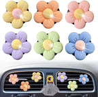 Cute Daisy Air Vent Clips, 6 Pcs Flower Air Fresheners Vent Clips Diffuser Vent Clip Charm Car Decoration for Women Cute Car Interior Decor Accessories +Sunflower Mask Hook