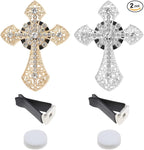 2PCS Cross Car Air Vent Clip Shiny Rhinestone Car Essential Oil Diffuser Car Interior Charm Decoration Accessories for Women Men Auto Interior Decor