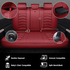 CAR PASS 3D Foam PU Leather Car Seat Covers, Universal Seat Covers Full Sets for Trucks SUV Sedan Automotive Seat Covers Armrest Airbag Compatible Waterproof Comfortable Faux Nappa Leather Burgundy