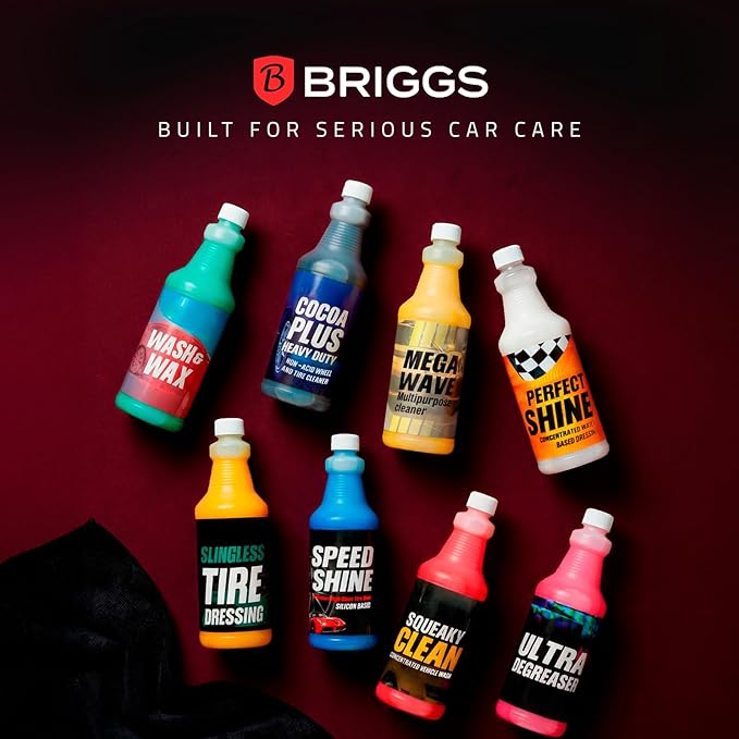 Wheel and Tire Cleaner – Acid Free, Concentrated 6:1 Rim Cleaner Spray – Professional Brake Dust Remover – Briggs Cocoa Plus, Safe for Chrome, Painted & Alloy Wheels – 128oz