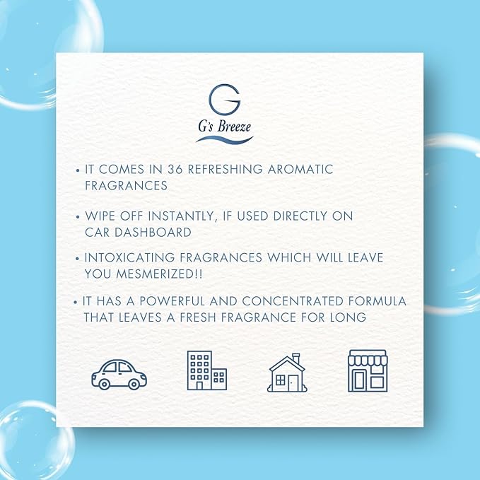 G's Breeze Blue Lagoon Air Freshener - Refreshing Tropical Oasis Fragrance - Invigorating Scent Inspired by Crystal-Clear Water & Exotic Escapes - Long-Lasting Freshness for Home, Car, or Office