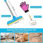 3 in 1 Carpet Rake Kit for Pet Hair Removal Tool - 45” Adjustable Long Handle Pet Hair Remover, Reusable Carpet Scraper Dog Cat Deep Hair Cleaner Remover Tool for Rugs, Mats, Couch, Furniture