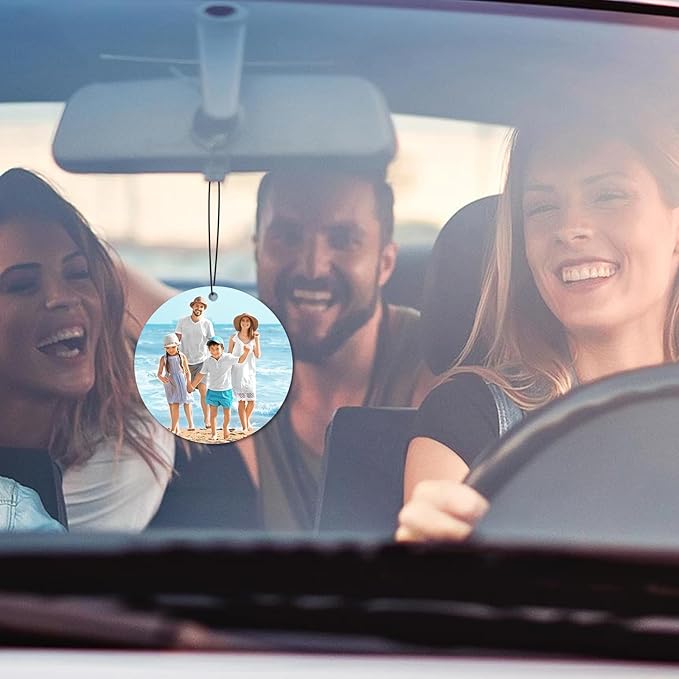 Custom Air Fresheners with Picture - Personalized Double Sided Photo Text Air Freshener for Car Wardrobe Bathroom Hanging Ornaments (Round-1PCS)