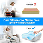 Seat Cushion for Tailbone & Sciatica Pain Relief - Plush Yet Supportive Ergonomic Memory Foam Chair Cushions for Office Chair, Car, Wheelchair,Airplane & Long Sitting