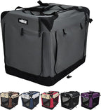 EliteField 4-Door Folding Soft Dog Crate with Curtains, Carrying Bag and Fleece Bed (2 Year Warranty), Indoor & Outdoor Pet Home (36" L x 24" W x 28" H, Gray+4 Door Curtains)