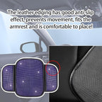 Bling Car Center Console Cover, Crystal Rhinestone Vehicle Armrest Cover Cushion with 2 Storage Bags for Women Girls, Diamond Auto Storage Box Protector Pad, Universal Fit (Purple)
