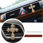 2PCS Cross Car Air Vent Clip Shiny Rhinestone Car Essential Oil Diffuser Car Interior Charm Decoration Accessories for Women Men Auto Interior Decor