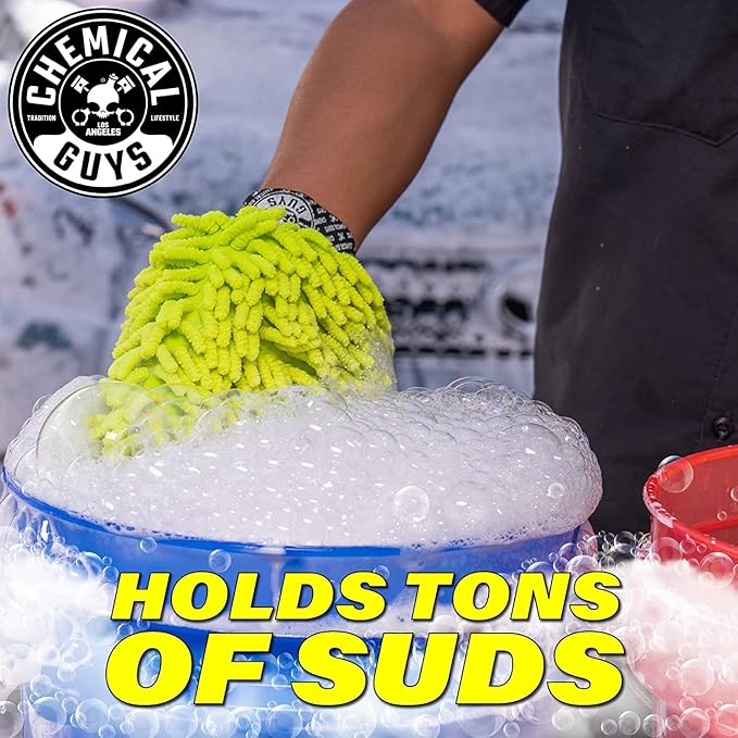 Chemical Guys CWS_101_16W Car Wash Starter Bundle - Maxi-Suds II Foaming Car Wash Soap, 16 oz, Cherry Scent + Green Chenille Wash Mitt (2 Items) Works on Cars, Trucks, SUVs, RVs & More