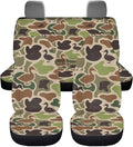 KEIAHUAN Car Seat Covers Front Seat Cover and Split Rear Bench Seat Covers Set of 4 Green Duck Camo Hunting Automotive Accessories Fits Most Truck SUV Vans