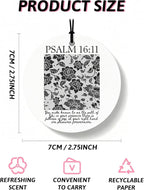 Black Christian Round Car Air Freshener 4 Pcs, Girly Black Bow Floral Religious Hanging Air Freshener for Cars Closet Drawer Books, Cute Preppy Christian Car Accessories Mirror Decor for Women