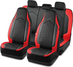 Skechers Memory Foam Car Seat Covers, Leather High Back Seat Covers Quilting Design,Waterproof Sports Car Seat Covers Full Sets,Airbag Compatible, Universal Fit for Most Cars, SUVs,Trucks,Red