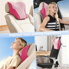 BABUR Car Headrest Pillow | Ergonomic Memory Foam Neck Shoulder Support Pillow with Adjustable Design & Enlarged Surface | Pain Relief for Driving Travel Sleeping | Pink1 Pack